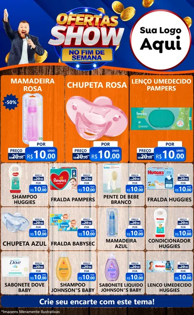 Modelo de Encarte para Encarte Grande com o tema Ofertas Show No Fim De Semana para Bebês