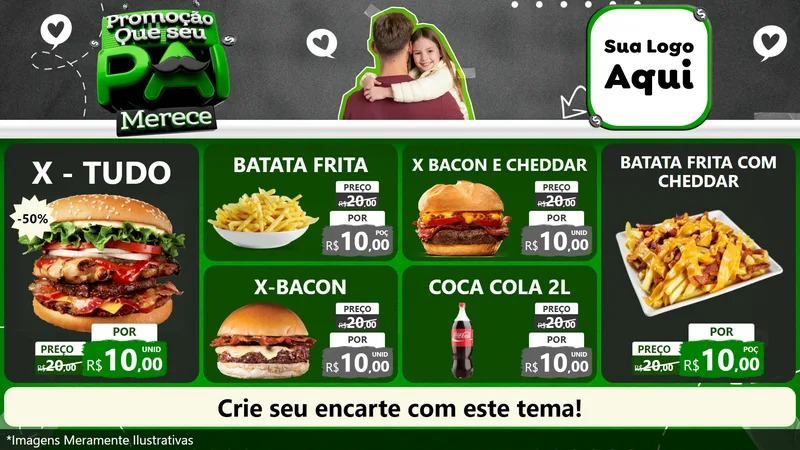 Modelo de TV para TV Horizontal com o tema Promoção Que seu Pai Merece para Hamburgueria