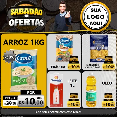 Modelo de Rede Social para Feed Facebook com o tema Sabadão de Ofertas para Supermercado