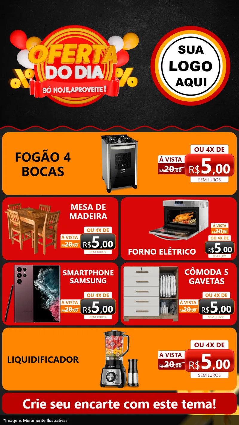 Modelo de TV para TV Vertical com o tema Oferta do Dia - Só hoje, Aproveite! para Móveis e Eletro