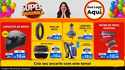 Modelo de TV para TV Horizontal com o tema Super Inauguração para Moto peças