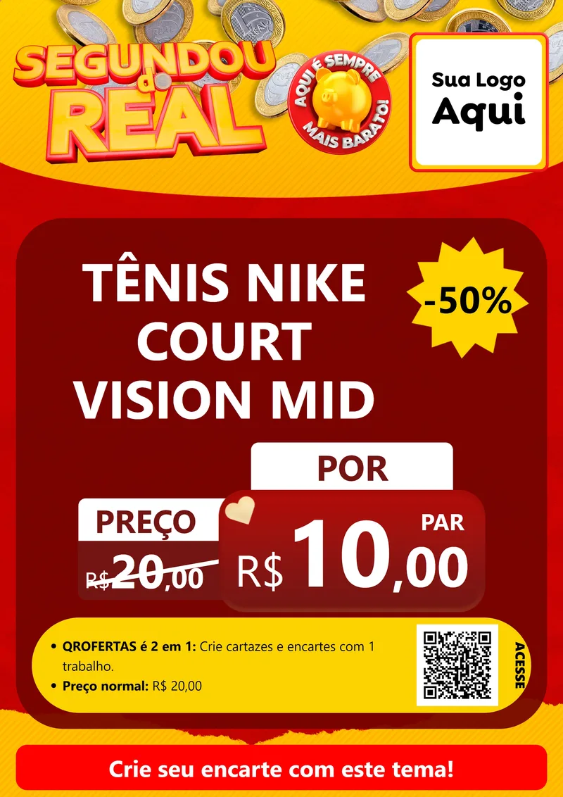 Modelo de Cartaz para Cartaz A4 Vertical com o tema Segundou do Real para Calçados