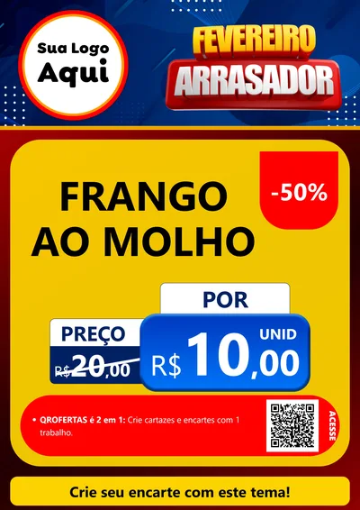 Modelo de Cartaz para Cartaz A4 Vertical com o tema Fevereiro Arrasador para Restaurante