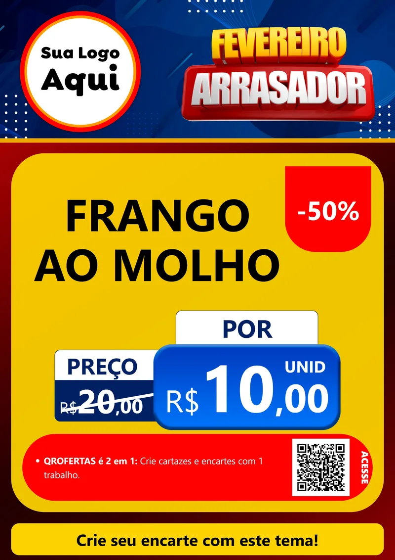 Modelo de Cartaz para Cartaz A4 Vertical com o tema Fevereiro Arrasador para Restaurante
