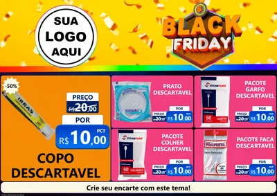 Modelo de Encarte para Encarte A4 Horizontal com o tema Black Friday para Embalagens