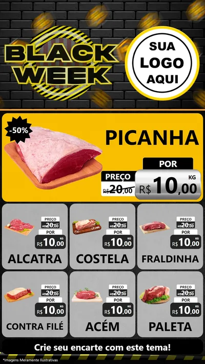 Modelo de Rede Social para Stories com o tema Black Week para Açougue