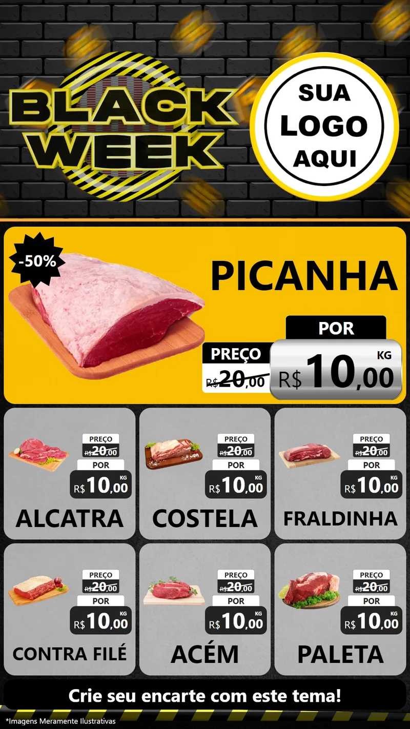 Modelo de Rede Social para Stories com o tema Black Week para Açougue