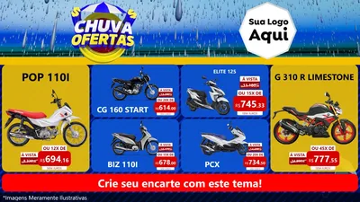 Modelo de TV para TV Horizontal com o tema Chuva de Ofertas para Concessionaria de Motos