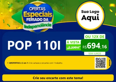 Modelo de Cartaz para Cartaz A4 Horizontal com o tema Ofertas Especiais Feriado da Independência para Concessionaria de Motos