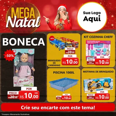 Modelo de Rede Social para Feed Facebook com o tema Mega Natal para Brinquedos