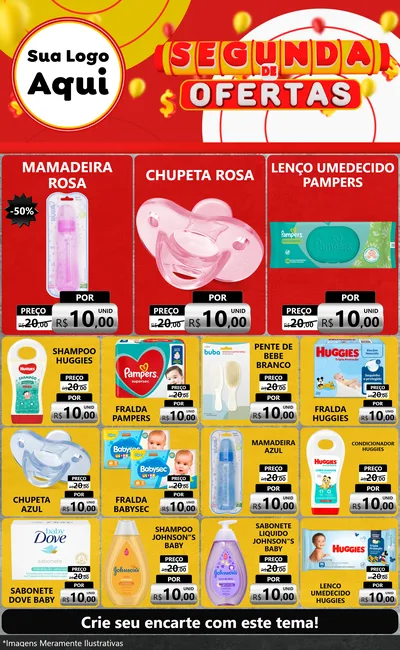 Modelo de Encarte para Encarte Grande com o tema Segunda de Ofertas para Bebês