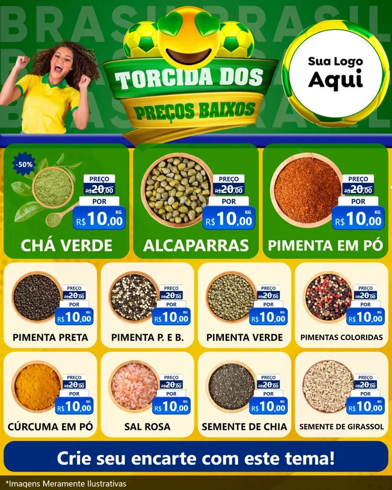 Modelo de Rede Social para Feed Instagram com o tema Torcida dos Preços Baixos - Copa para Produtos Naturais