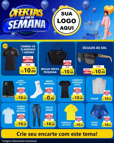 Modelo de Rede Social para Feed Instagram com o tema Ofertas de Fim de Semana para Roupas e acessórios