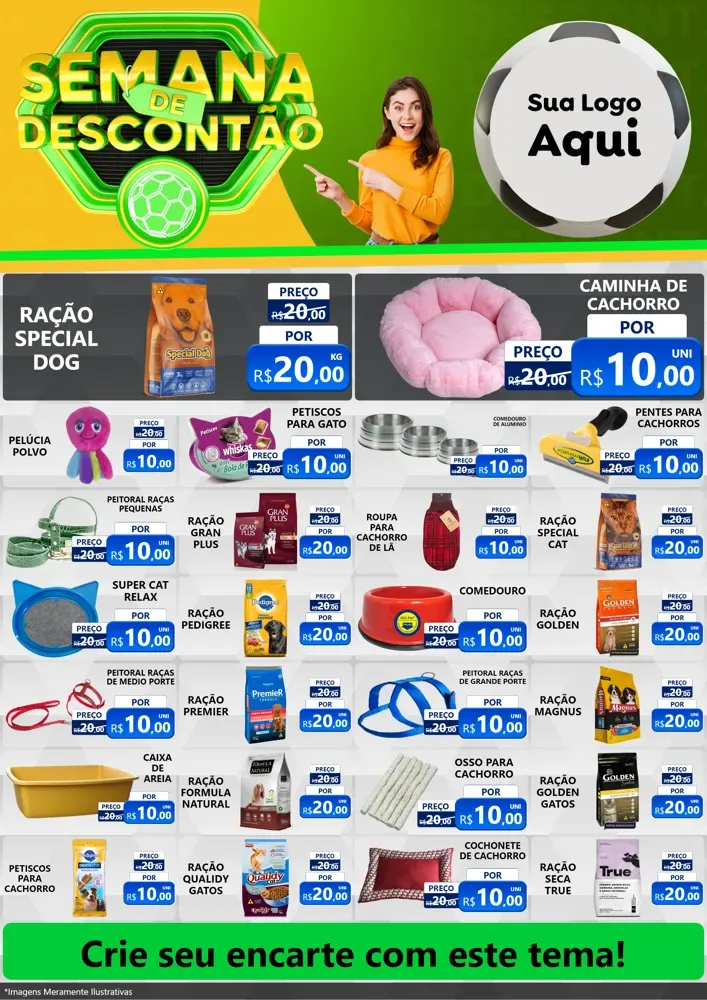 Modelo de Encarte para Encarte A4 Vertical com o tema Semana de Descontão - Copa para Pet Shop
