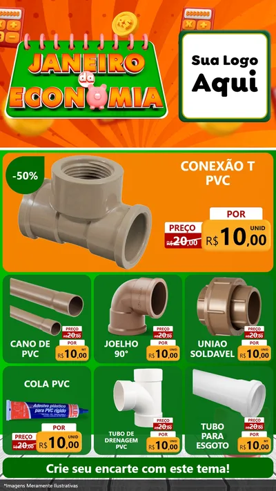 Modelo de Rede Social para Stories com o tema Janeiro da Economia para Tubos e conexões