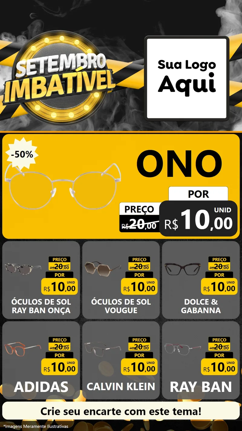 Modelo de Rede Social para Stories com o tema Setembro Imbatível para Óticas