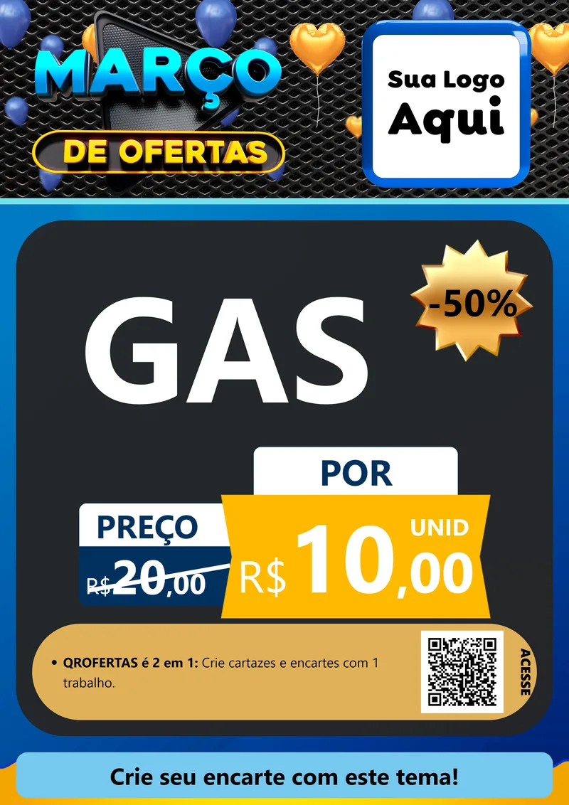 Modelo de Cartaz para Cartaz A4 Vertical com o tema Março de Ofertas para Água e gás