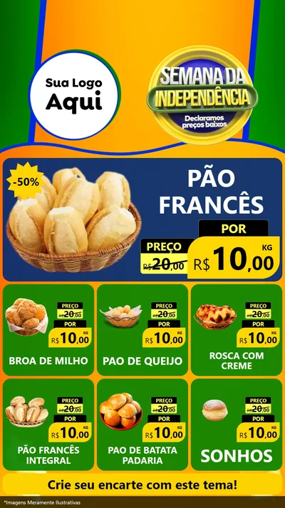 Modelo de Rede Social para Stories com o tema Semana da Independência Declaramos Preços Baixos para Padaria