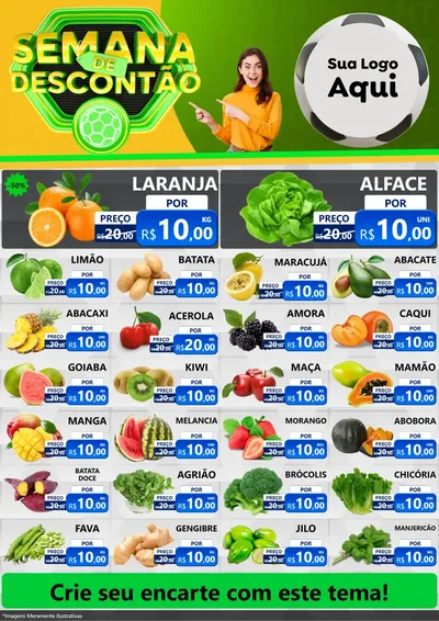 Modelo de Encarte para Encarte A4 Vertical com o tema Semana de Descontão - Copa para Hortifrúti