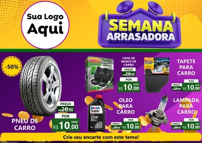 Modelo de Encarte para Encarte A4 Horizontal com o tema Semana Arrasadora para Auto peças
