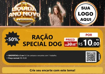 Modelo de Cartaz para Cartaz A4 Horizontal com o tema Liquida Ano Novo Imperdível para Pet Shop