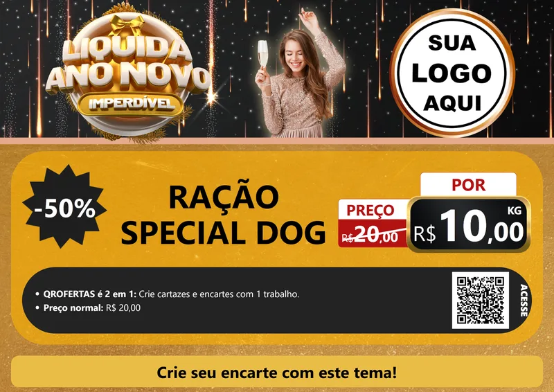 Modelo de Cartaz para Cartaz A4 Horizontal com o tema Liquida Ano Novo Imperdível para Pet Shop