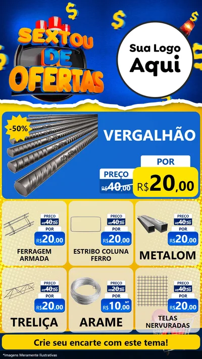 Modelo de Rede Social para Stories com o tema Sextou de Ofertas para Ferragens