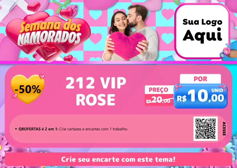 Modelo de Cartaz para Cartaz A4 Horizontal com o tema Semana dos Namorados para Perfumes