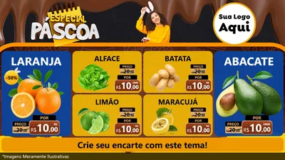 Modelo de TV para TV Horizontal com o tema Especial Páscoa para Hortifrúti