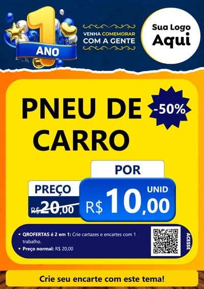 Modelo de Cartaz para Cartaz A4 Vertical com o tema Um Ano de Aniversário para Auto peças