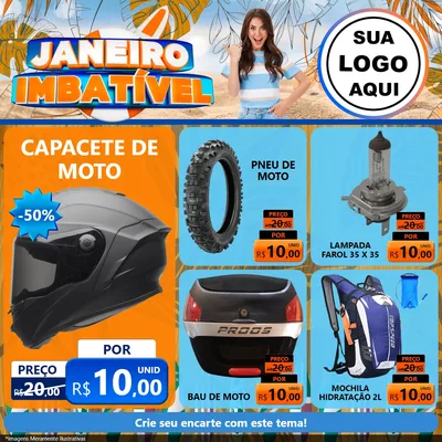 Modelo de Rede Social para Feed Facebook com o tema Janeiro Imbatível para Moto peças