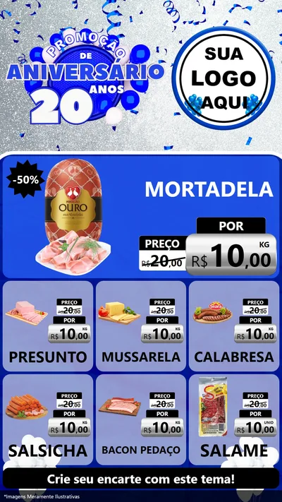 Modelo de Rede Social para Stories com o tema Promoção de Aniversário - 20 Anos para Frios e Laticínios