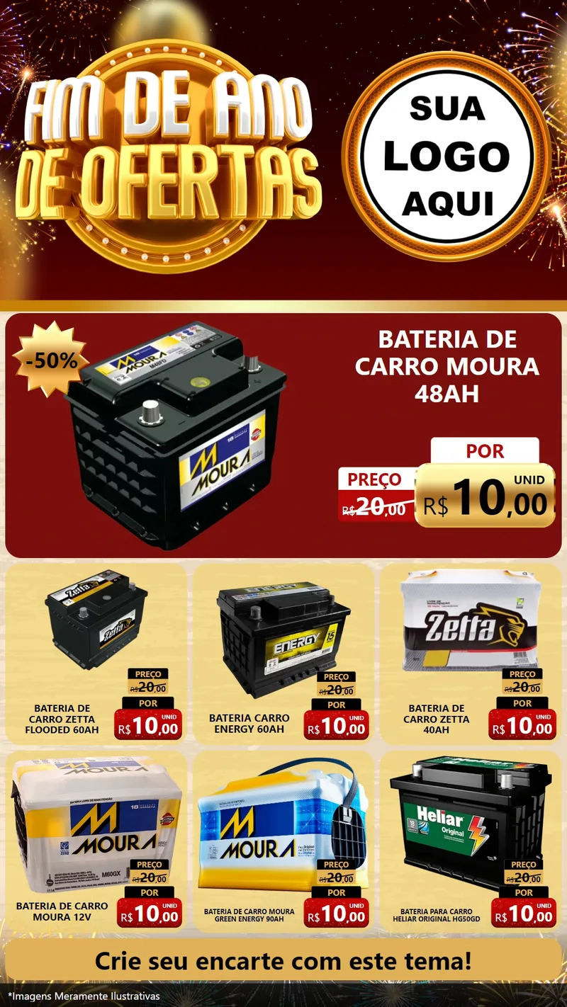 Modelo de Rede Social para Stories com o tema Fim de Ano de Ofertas para Baterias Elétricas