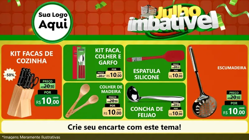 Modelo de TV para TV Horizontal com o tema Julho Imbatível para Utilidades Domésticas