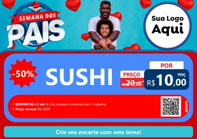 Modelo de Cartaz para Cartaz A4 Horizontal com o tema Semana Dos Pais para Comida japonesa