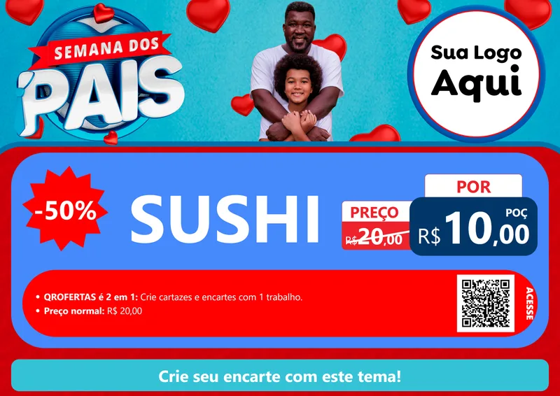 Modelo de Cartaz para Cartaz A4 Horizontal com o tema Semana Dos Pais para Comida japonesa
