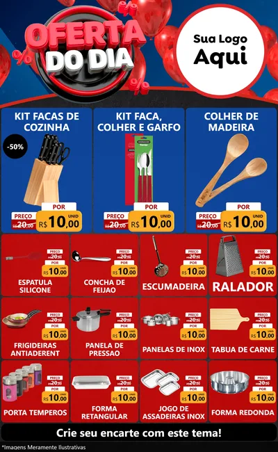 Modelo de Encarte para Encarte Grande com o tema Oferta do Dia para Utilidades Domésticas