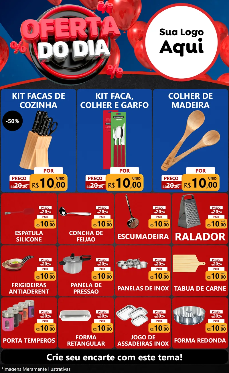Modelo de Encarte para Encarte Grande com o tema Oferta do Dia para Utilidades Domésticas