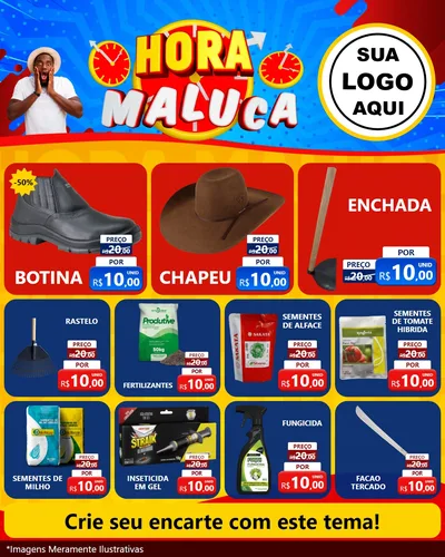 Modelo de Rede Social para Feed Instagram com o tema Hora Maluca para Agropecuária