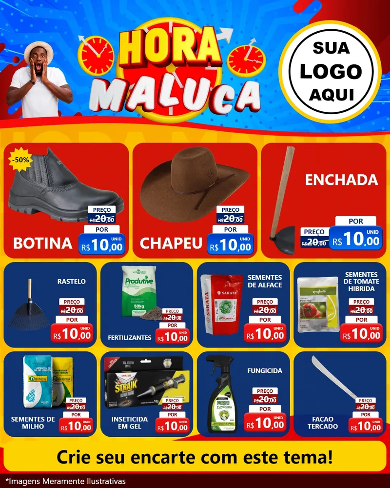 Modelo de Rede Social para Feed Instagram com o tema Hora Maluca para Agropecuária
