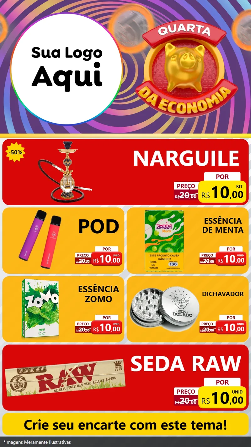 Modelo de TV para TV Vertical com o tema Quarta da Economia para Tabacaria