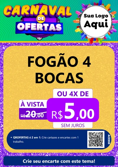 Modelo de Cartaz para Cartaz A4 Vertical com o tema Carnaval de Ofertas para Móveis e Eletro