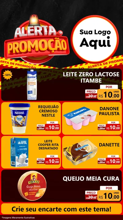 Modelo de TV para TV Vertical com o tema Alerta de Promoção para Frios e Laticínios