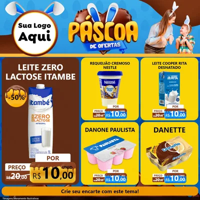 Modelo de Rede Social para Feed Facebook com o tema Páscoa de Ofertas para Frios e Laticínios