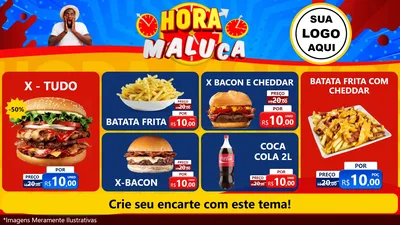 Modelo de TV para TV Horizontal com o tema Hora Maluca para Hamburgueria