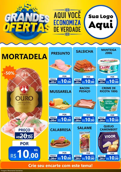 Modelo de Encarte para Encarte A4 Vertical com o tema Grandes Ofertas para Frios e Laticínios