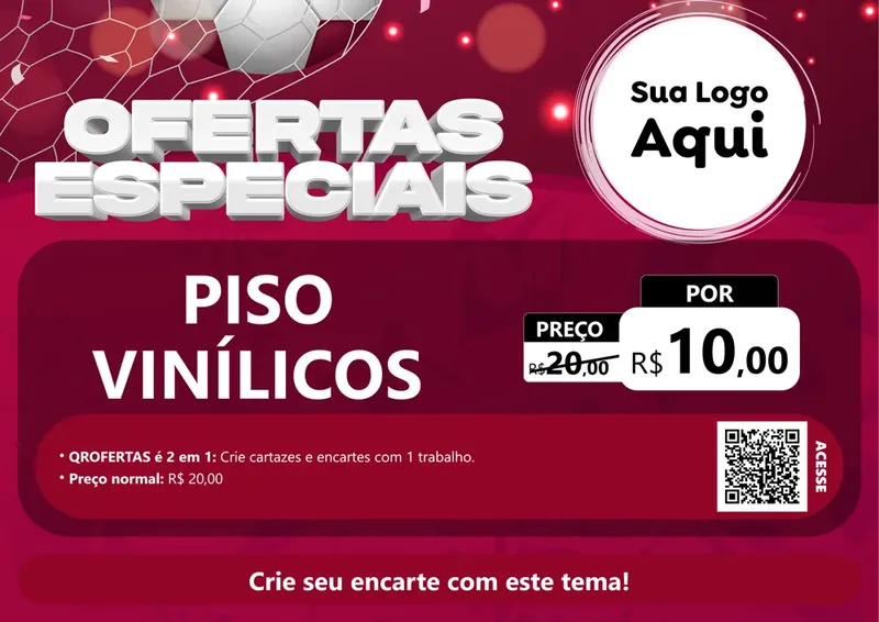 Modelo de Cartaz para Cartaz A4 Horizontal com o tema Ofertas Especiais - Futebol para Material para Construção