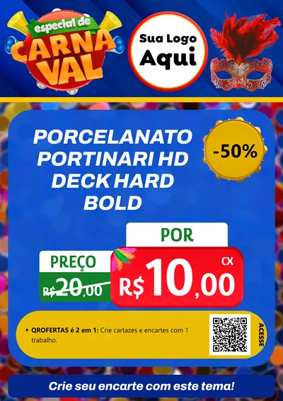 Modelo de Cartaz para Cartaz A4 Vertical com o tema Especial de Carnaval para Pisos e revestimentos