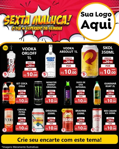 Modelo de Rede Social para Feed Instagram com o tema Sexta Maluca! para Distribuidora de bebidas
