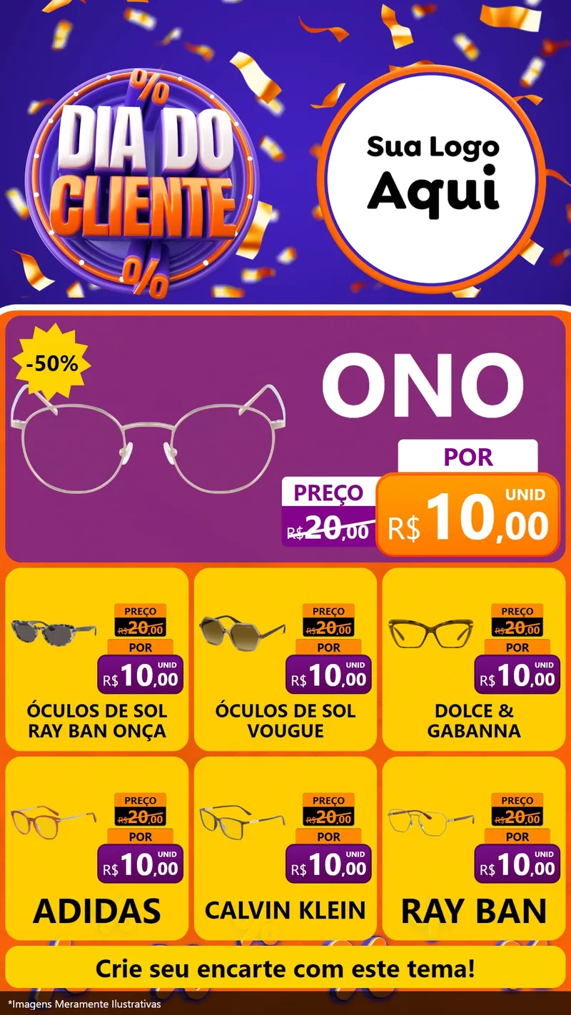 Modelo de Rede Social para Stories com o tema Dia do Cliente para Óticas